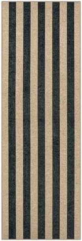 lahome striped easy jute outdoor runner rug, 2x6, front angle view