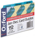 Oxford Laminated Tab Index Card Guides, Monthly, 1/3 Tab, Manila, 4 x 6, 12/Set