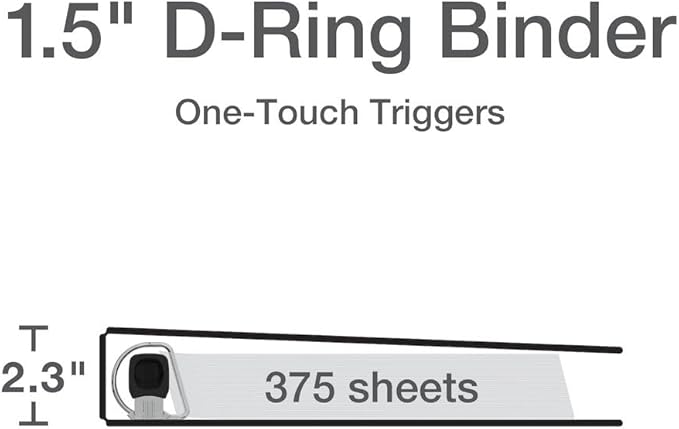 Cardinal 3 Ring Binder, 1.5 Inch Premier Easy Open Binder, ONE-Touch Locking - Image 2