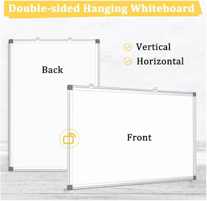 AMUSIGHT 2 Pack Double-Sided Magnetic Whiteboard, Aluminum Frame White Board - Image 2
