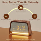 vivilumens alarm clock with white noise machine night showing dimensions