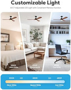 vonluce wood ceiling fan with lights 52 inch, side view
