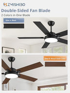 zmishibo 52 inch ceiling fan with light, 30w showing dimensions