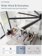 zmishibo 84 inch heavy-duty ceiling fan without light, side view