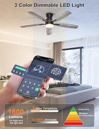 ohniyou 52'' low profile ceiling fan with lights, side view