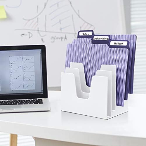 Acrimet 5 Section Incline File Sorter Organizer, Desktop Mail Holder, White
