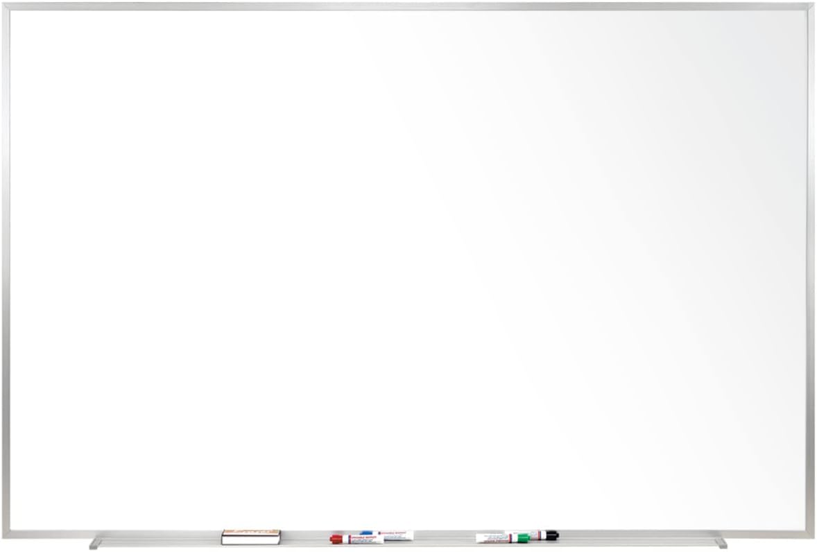 Ghent 4 x 6 Aluminum Frame Porcelain Magnetic Whiteboard, 1 Marker, 1 Eraser"
