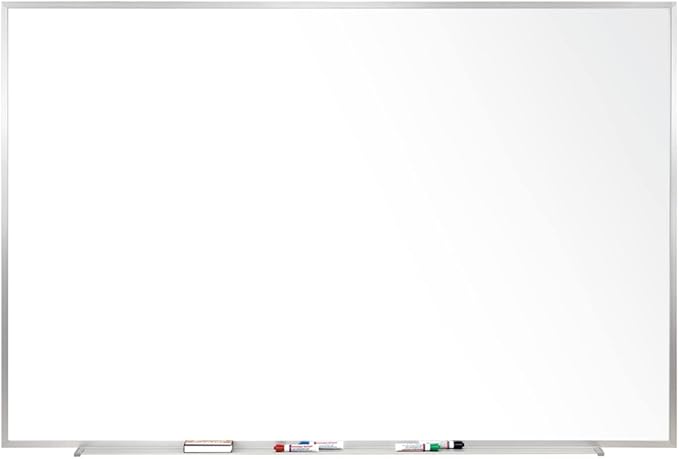 Ghent 4 x 8 Porcelain Magnetic Whiteboard, Aluminum Frame, 1 Marker, 1 Eraser by Ghent