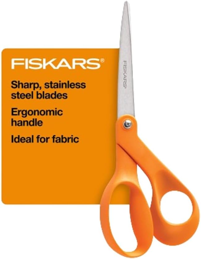 Fiskars 8" Original Orange-Handled Stainless Steel Scissors, Ergonomic and by Fiskars