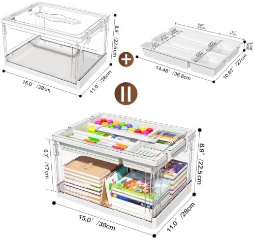24qt 2packs clear craft organizers and storage with, close-up detail