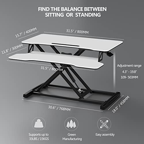 FITUEYES Height Adjustable Standing Desk 32” Wide Sit to Stand Converter Stand - Image 4
