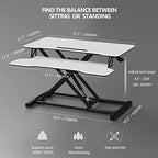FITUEYES Height Adjustable Standing Desk 32” Wide Sit to Stand Converter Stand - Image 4