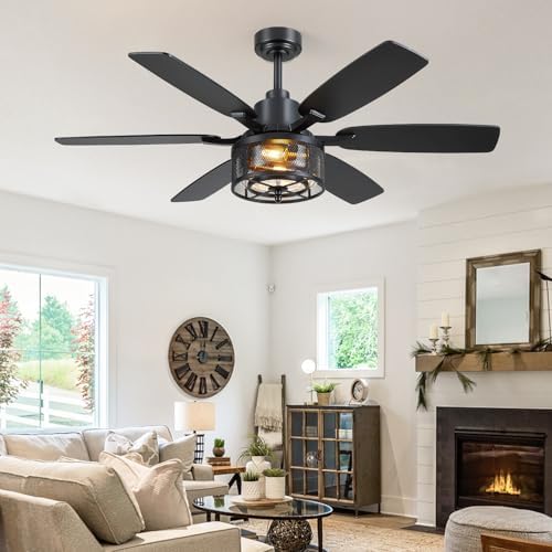 hounberi 52 inch farmhouse ceiling fan with light, front angle view