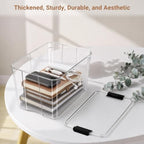 54qt clear storage bins with lids plastic organizers on a desk or shelf