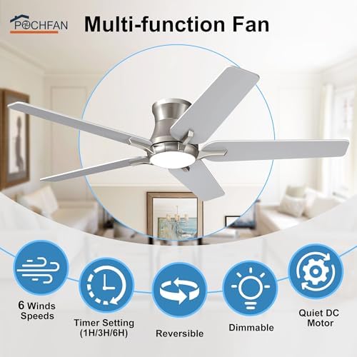 pochfan 52 inch ceiling fans with lights and shown in use