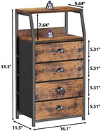Furnulem Night Stand, Tall 4 Drawers Dresser - Image 3