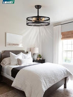 lediary 20 inch fandelier caged ceiling fan with on a desk or shelf