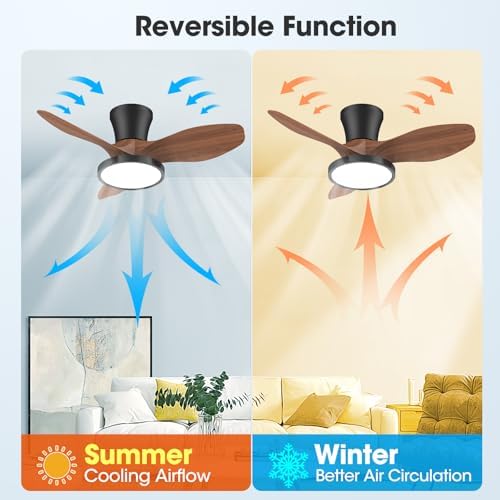 ocioc 32 inch small walnut ceiling fans with showing dimensions