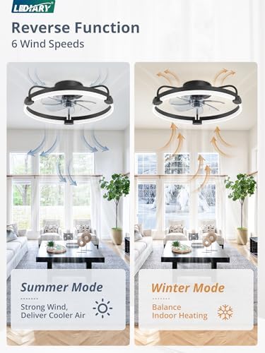 lediary 20" ceiling fans with lights and remote, side view