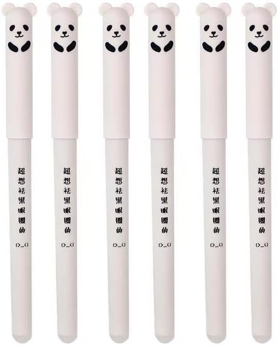 Piaogui 6pcs 0.5mm Erasable Gel Pens, Kawaii Cute Bear Pig Erasable Gel Pen Set by Unknown