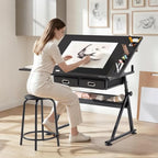 yaheetech adjustable drafting table art desk,storage drawers &, main product view