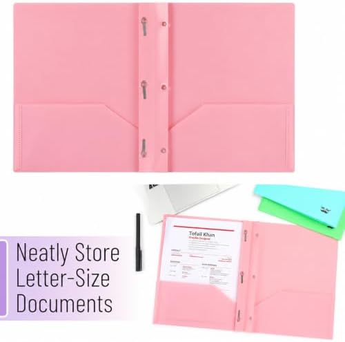 Mr. Pen- Plastic Folders with Pockets and Prongs, 5 Pack, Letter Size | Flexible Plastic Folders with Prongs