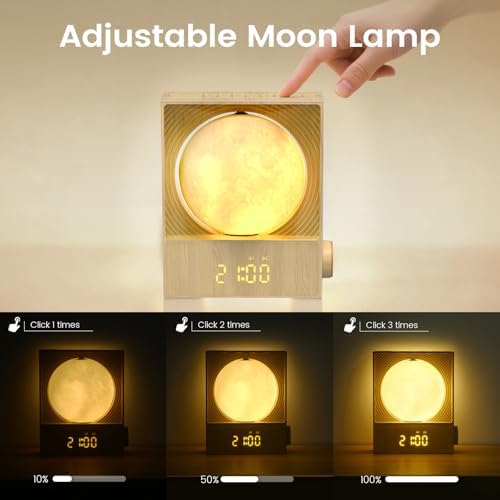 sunrise alarm clock, 360-degree rotating moonlight & 10, package contents