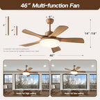 46 inch wood ceiling fan with remote, solid on a desk or shelf