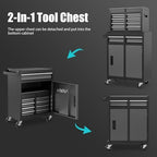 dreamade 5-drawer tool chest combo, rolling tool cabinet, side view