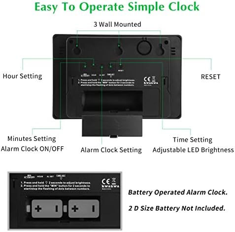 alarm clock,3" led,3-level brightness,battery operated,wall-mount/table-top, close-up detail