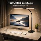 24-inch double head led desk lamp with base, front angle view