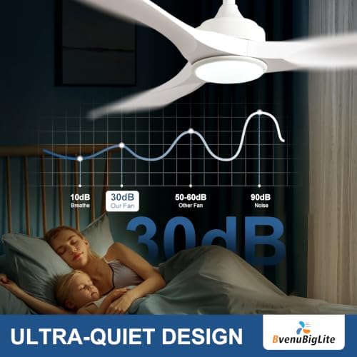 outdoor ceiling fan with light: 52 inch 3, side view