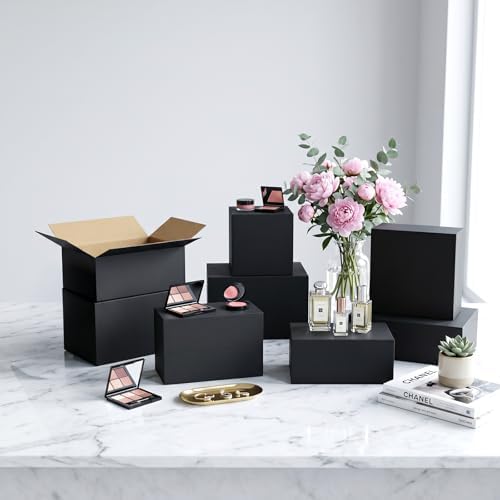 black shipping boxes 11x6x6, 30 pack corrugated cardboard, main product view