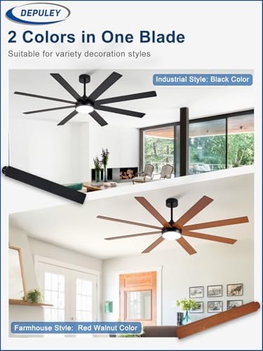 depuley 66" ceiling fans with lights: black indoor/outdoor shown in use
