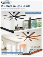 depuley 66" ceiling fans with lights: black indoor/outdoor shown in use