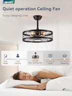 lediary 20 inch fandelier caged ceiling fan with shown in use