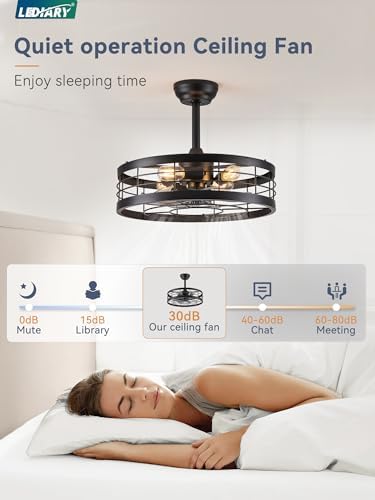 lediary 20 inch fandelier caged ceiling fan with shown in use