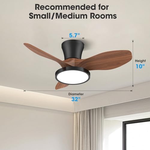 ocioc 32 inch small walnut ceiling fans with on a desk or shelf