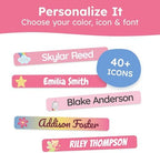 Personalized Kids Name Labels for Pencils Pink [75pcs] - Waterproof Name Stickers for School & Daycare - Pencil Custom Name Stickers - Children Name Stick On Labels for Pens (2.0”x0.3”)