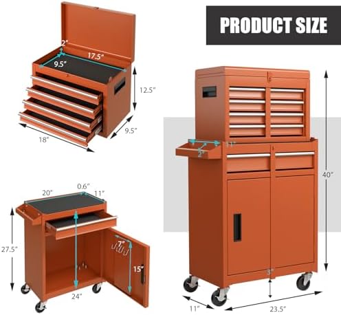 dreamade 5-drawer tool chest combo, rolling tool cabinet, close-up detail