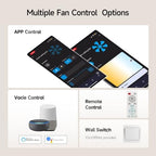 52" smart ceiling fans with lights compatible with, side view