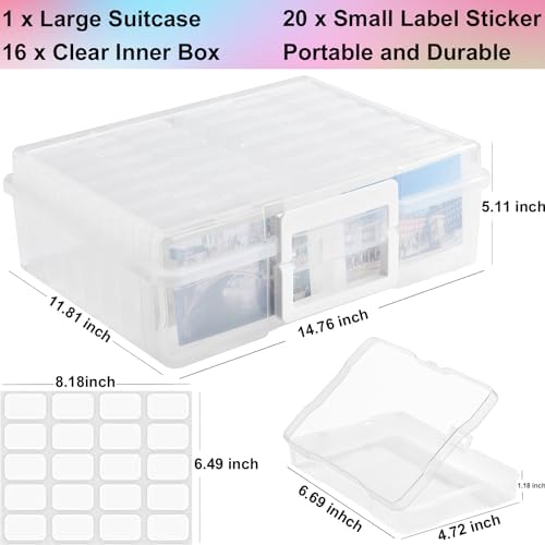 Haundry Photo Storage Box with 16 Inner 4" x 6" Photo Case, Portable Storage - Image 2