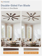 zmishibo 62” farmhouse ceiling fan with light, remote, side view