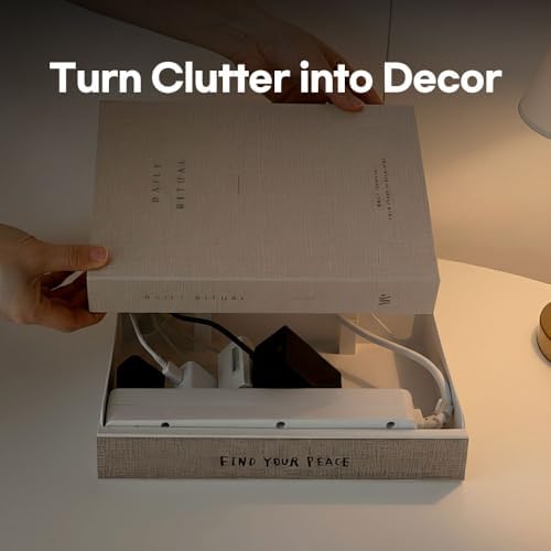 Book Shape Decorative Cable Management Box - Expandable Cable Organizer Box w...