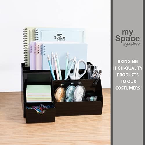 My Space Organizers Black Desk Organizer with 9 Compartments - Desktop Office...