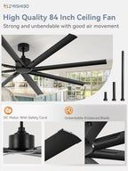 zmishibo 84 inch heavy-duty ceiling fan without light shown in use