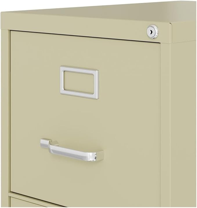 Scranton and Co 22" Deep 4 Drawer Letter File Cabinet in Putty, Fully Assembled - Image 7