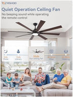 zmishibo 72" ceiling fans with lights for patio showing dimensions