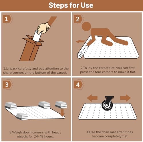 Office Chair Mat for Low Pile Carpet, 48" x 60" Clear Plastic