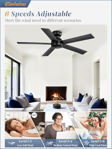 fanbulous 48 inch black ceiling fan no light, side view